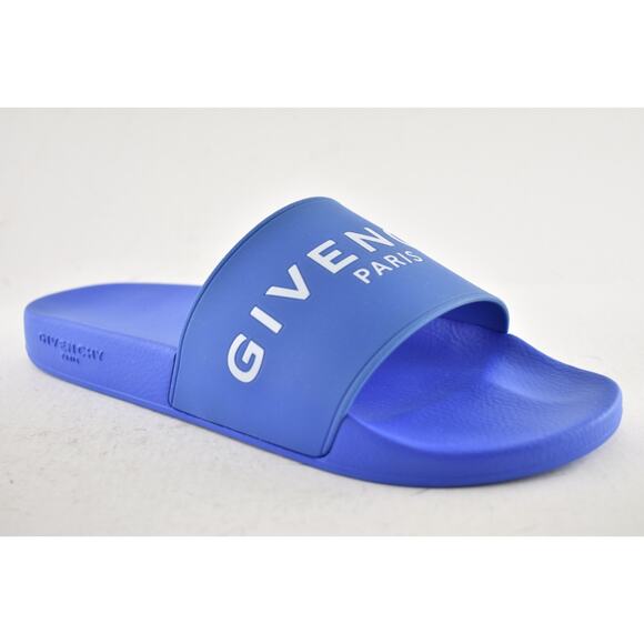 Givenchy Paris Blue White Logo Rubber Pool Slide Sandal Flip Flop Flat 44 11